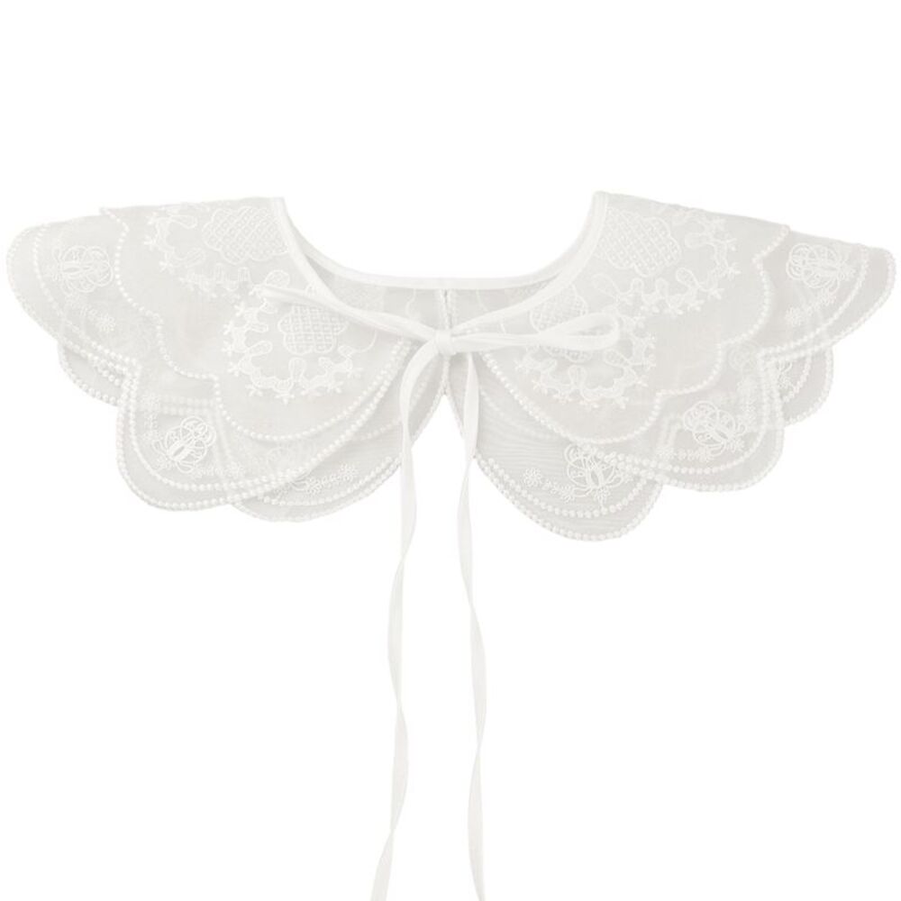 Mini Cape Choker Necklace False Peter Pan Collar White-2(With Rhinestone)